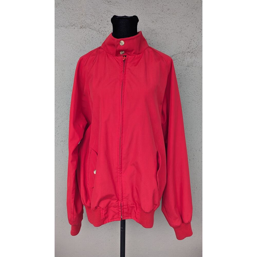 💜Vintage Lands’ End Harrington Jacket – Red, Plaid-Lined | Men’s Medium Tall